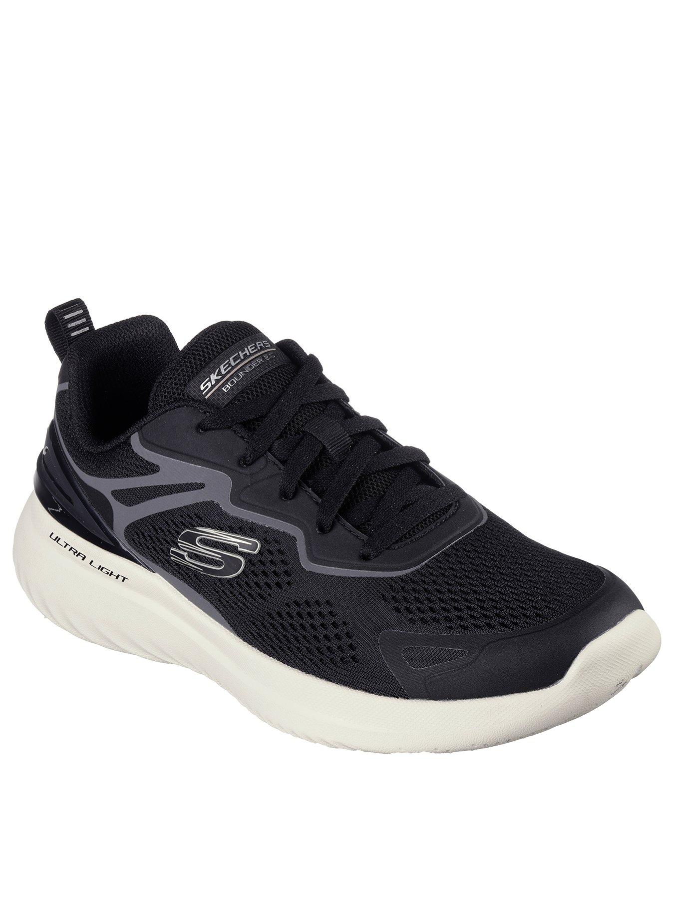 Skechers black outlet trainers memory foam