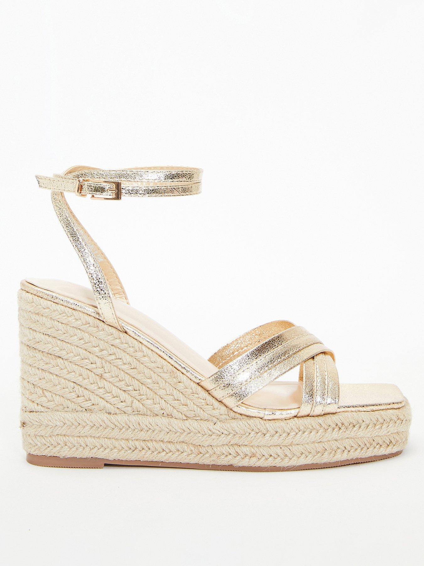  image of quiz-cross-strap-wedges-gold