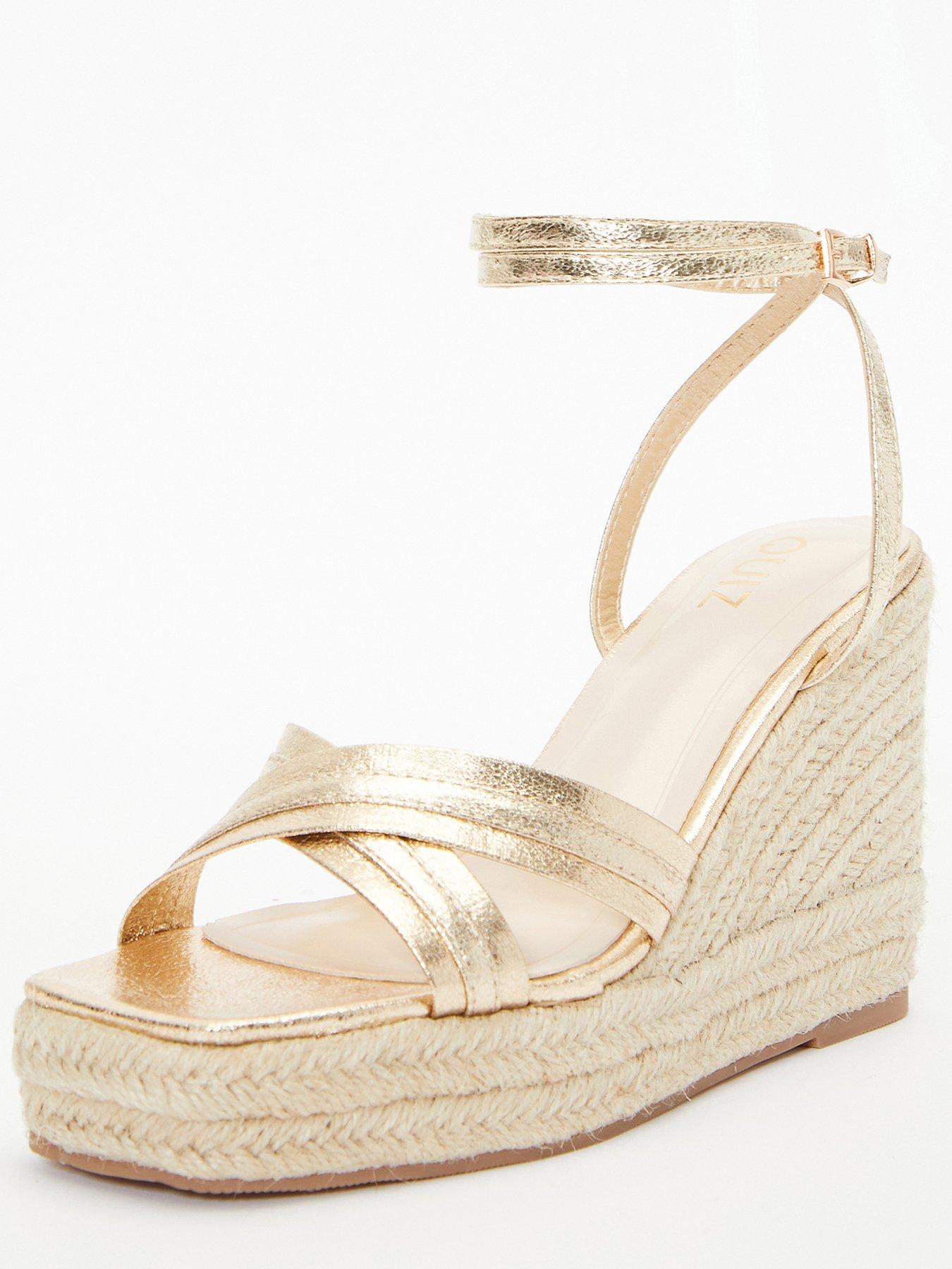  image of quiz-cross-strap-wedges-gold