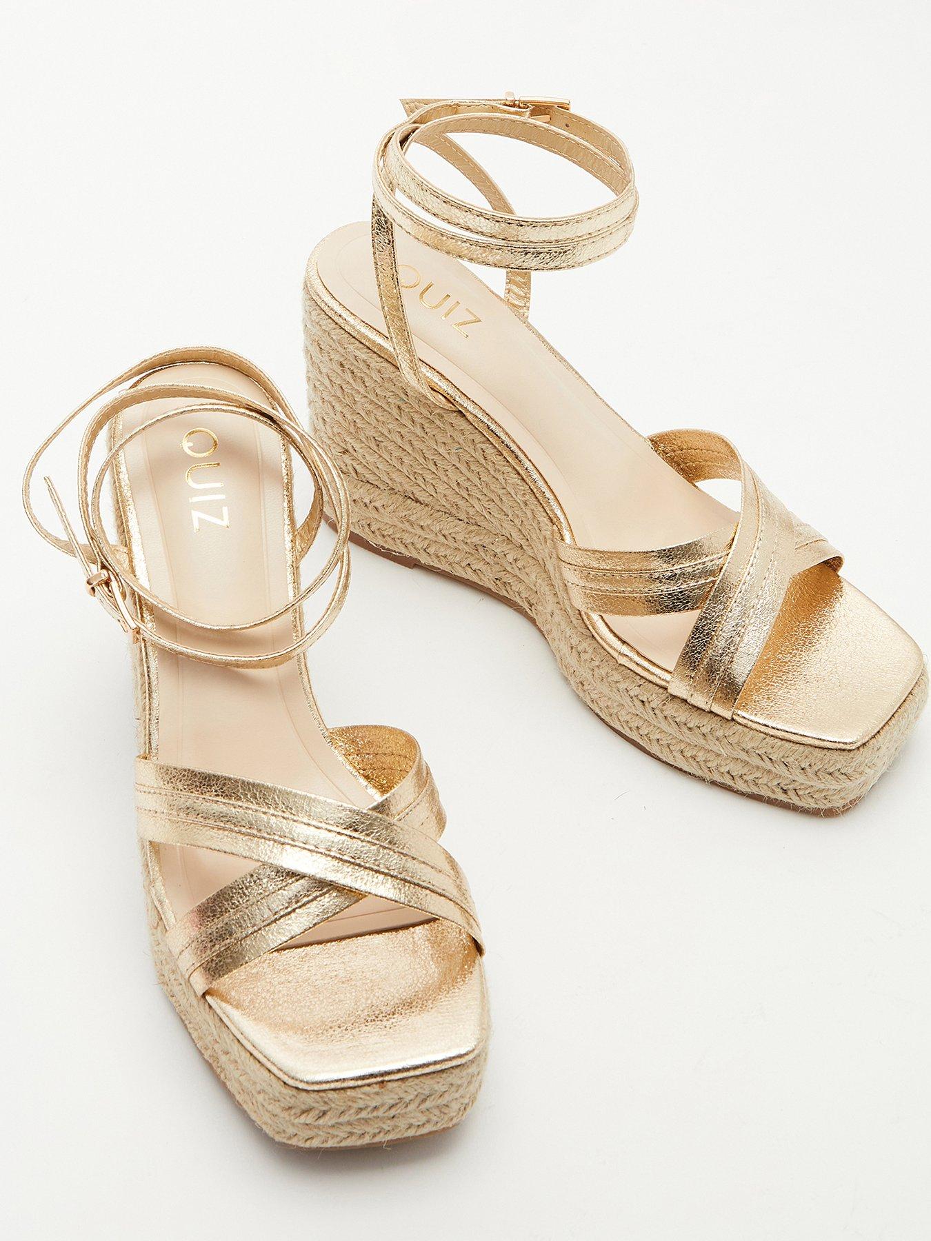  image of quiz-cross-strap-wedges-gold