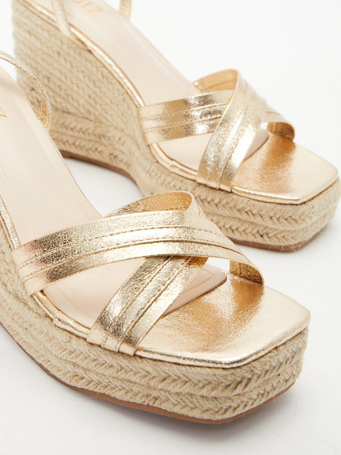  image of quiz-cross-strap-wedges-gold