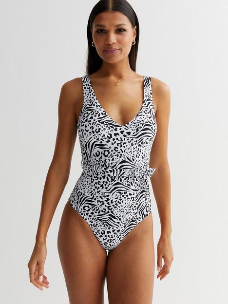 new-look-white-animal-print-plunging-wide-belt-swimsuit