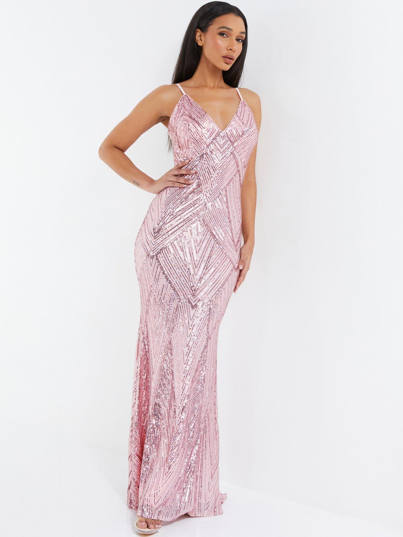 Quiz pink maxi dress best sale