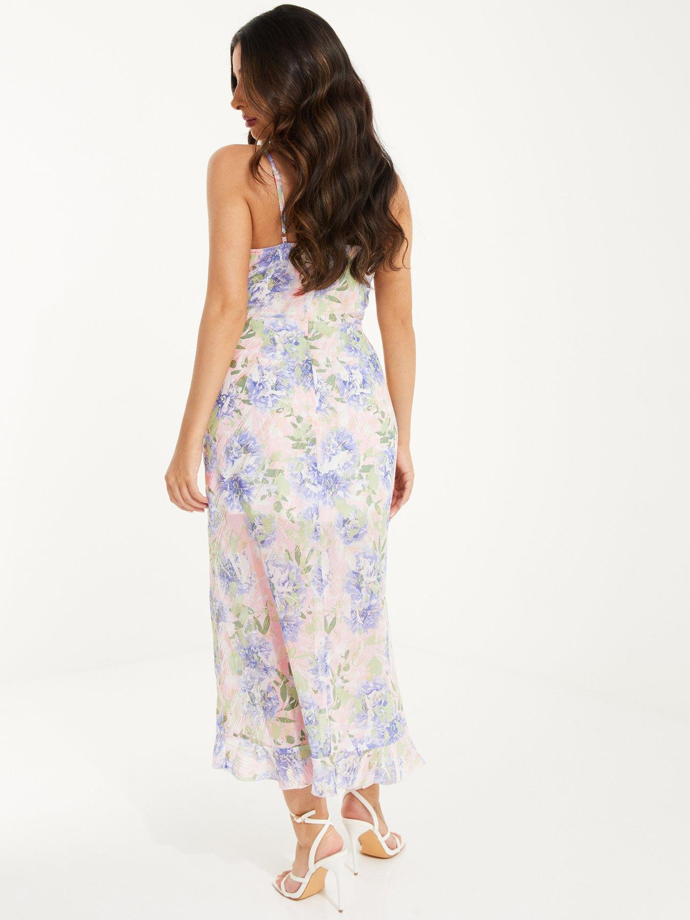 Quiz Petite Floral Frill Midi Dress