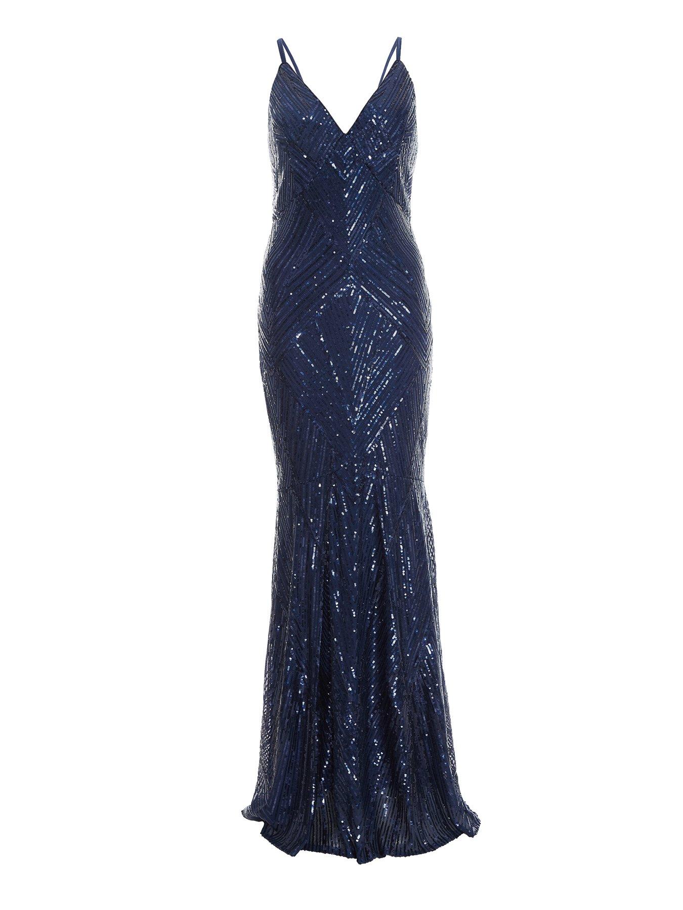 quiz sequin fishtail maxi dress xx Quiz Sequin Fishtail Maxi Dress - Dark Blue