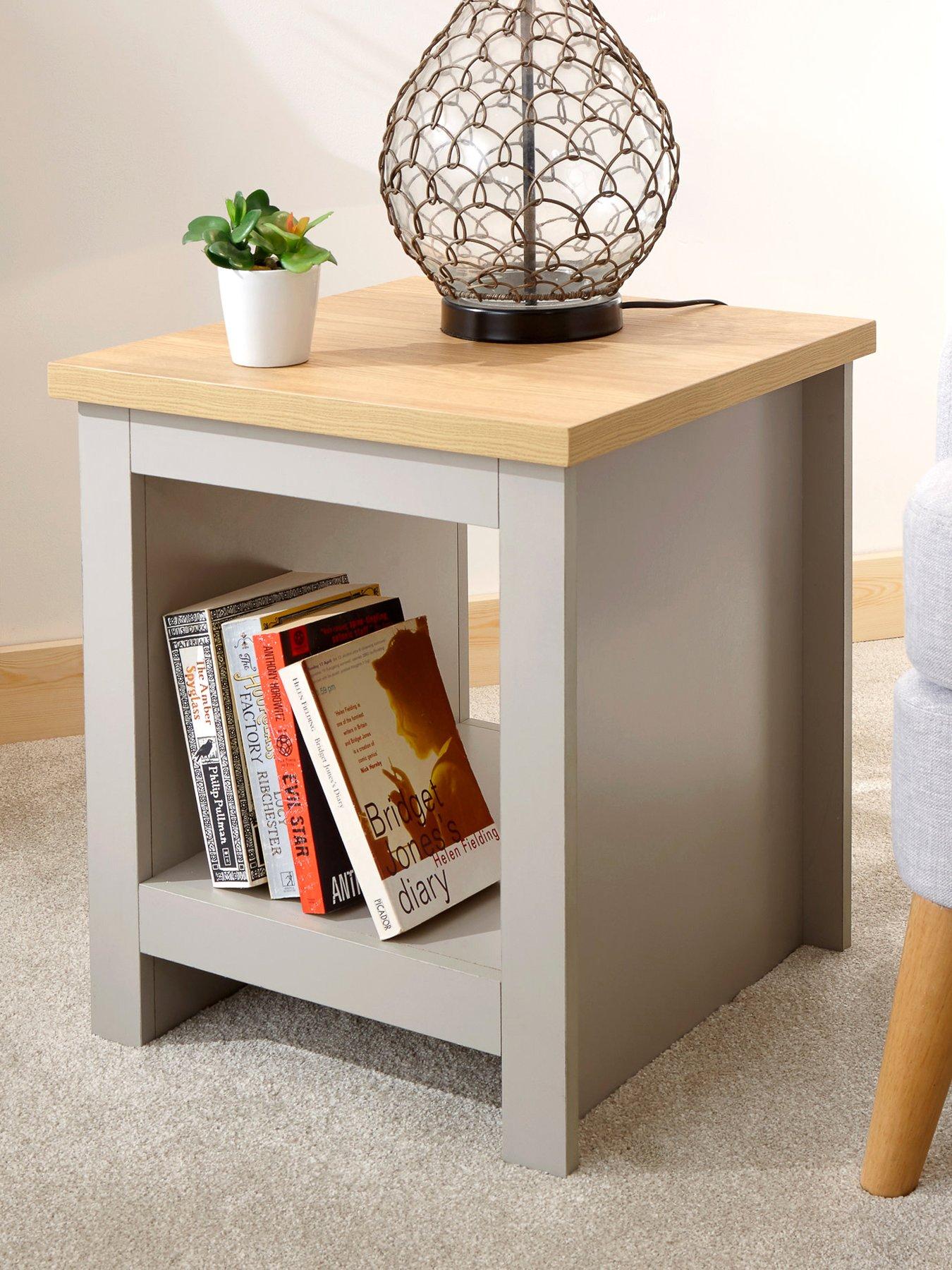 undefined Lancaster Side Table with Shelf - Grey/Oak