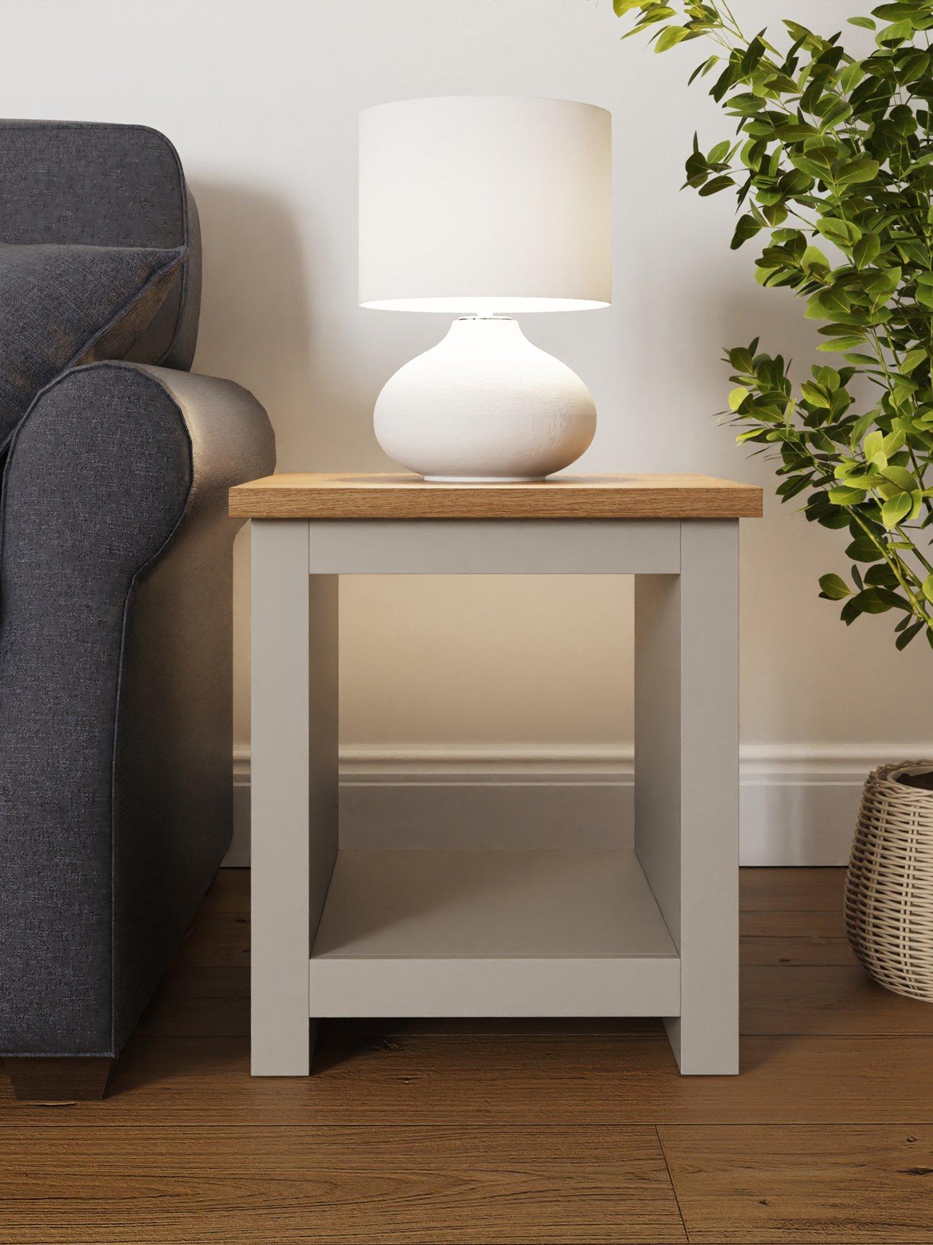 Image 1 of 5 of GFW Lancaster Side Table with Shelf - Grey/Oak