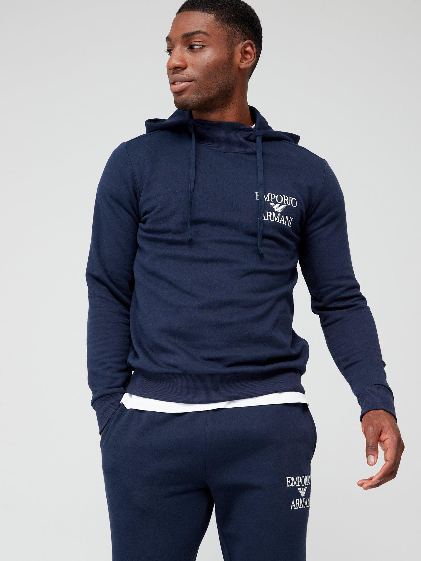 Emporio Armani Bodywear Iconic Terry Hoodie Navy littlewoods