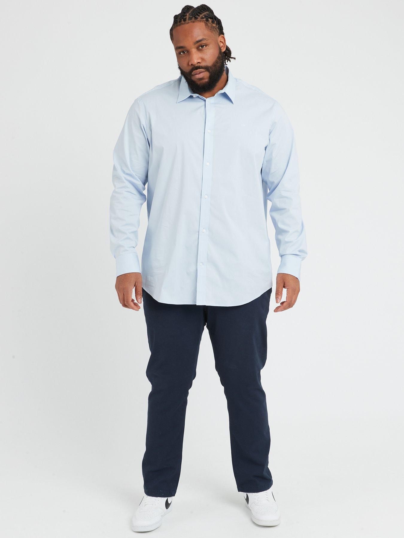 Calvin Klein Big & Tall Stretch Poplin Slim Fit Shirt - Blue