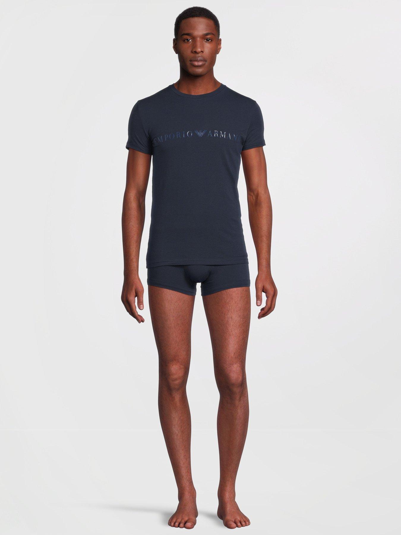 front image of emporio-armani-bodywear-christmas-shiny-logo-t-shirt-amp-trunk-navy