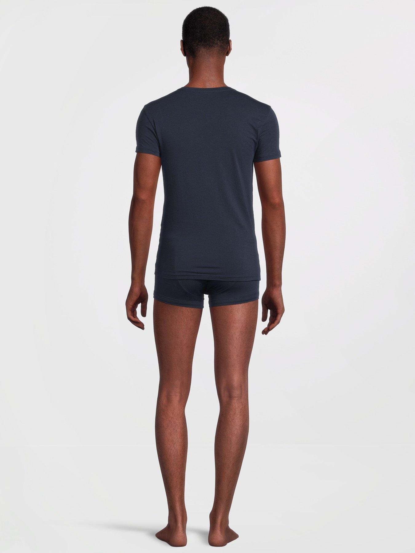  image of emporio-armani-bodywear-christmas-shiny-logo-t-shirt-amp-trunk-navy