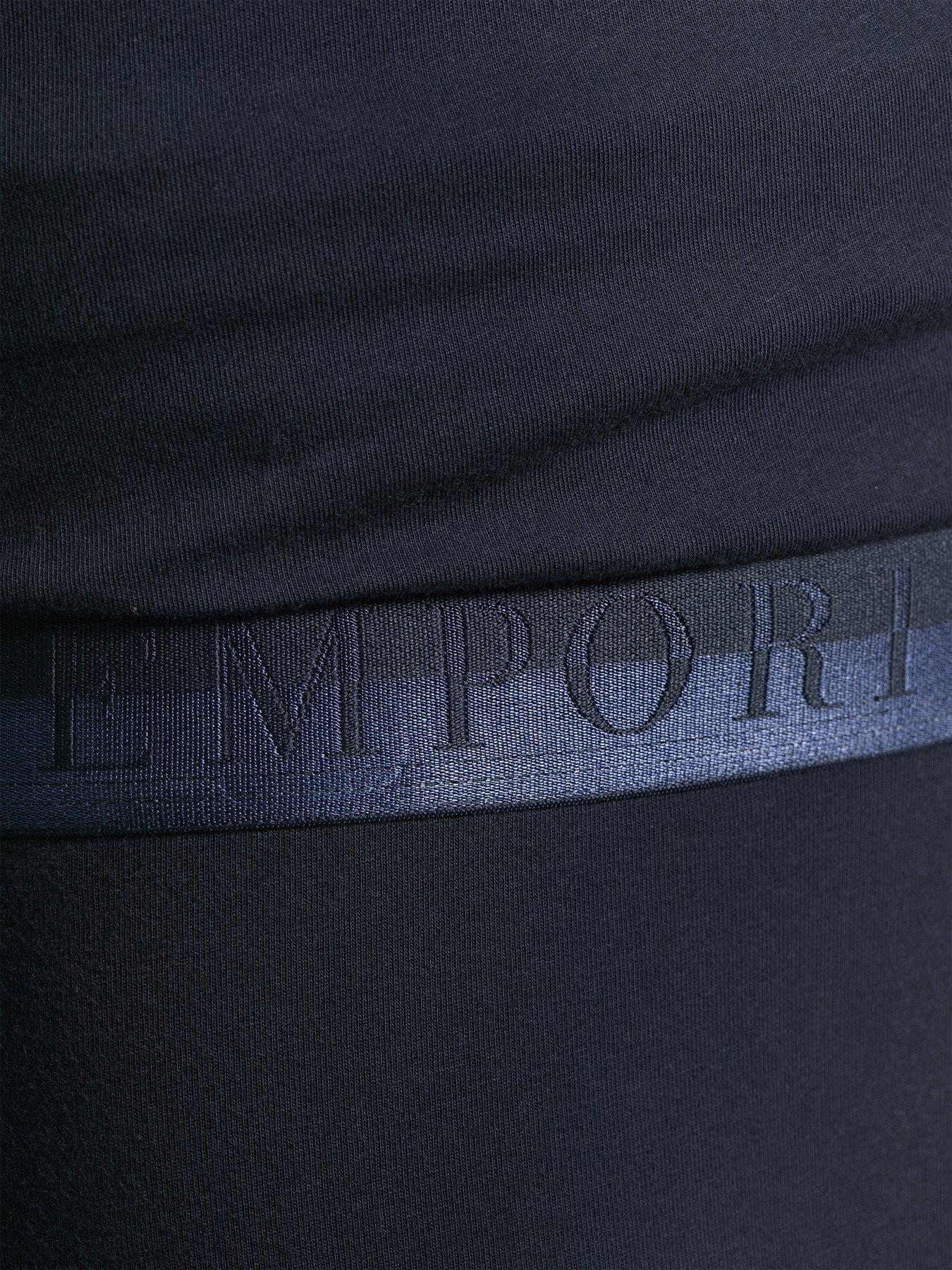  image of emporio-armani-bodywear-christmas-shiny-logo-t-shirt-amp-trunk-navy
