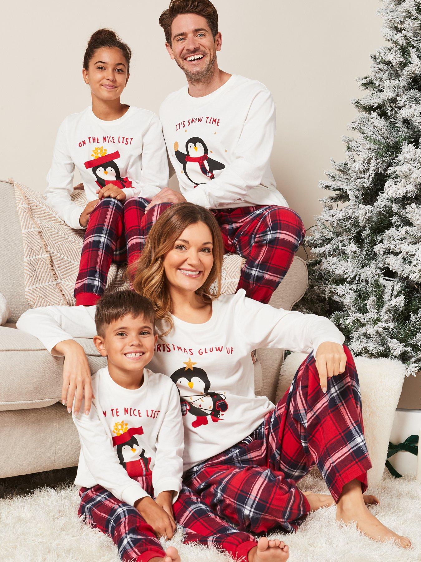 Mens Family Penguin Mini Me Christmas Pyjamas Red