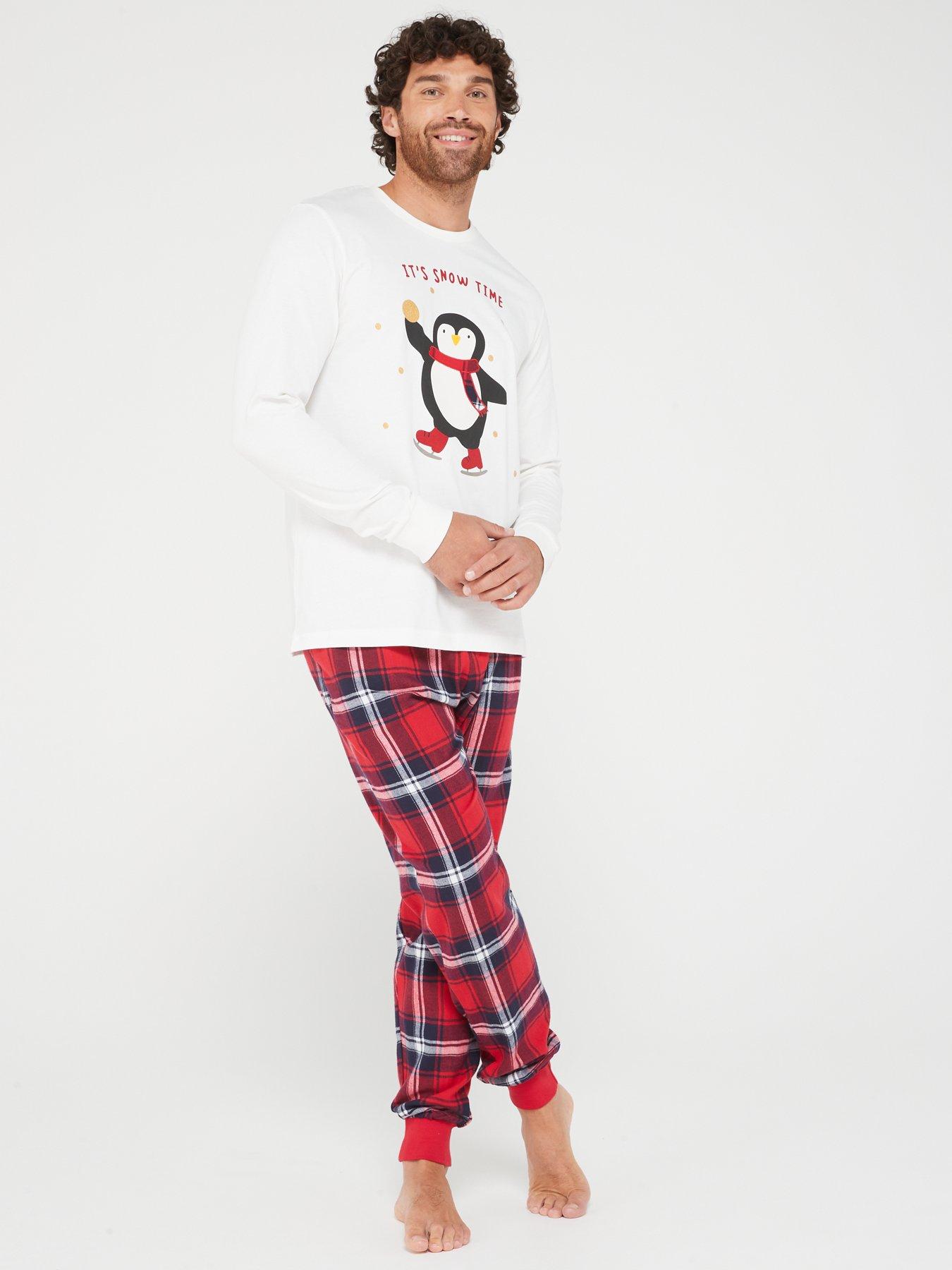 Mens Family Penguin Mini Me Christmas Pyjamas Red