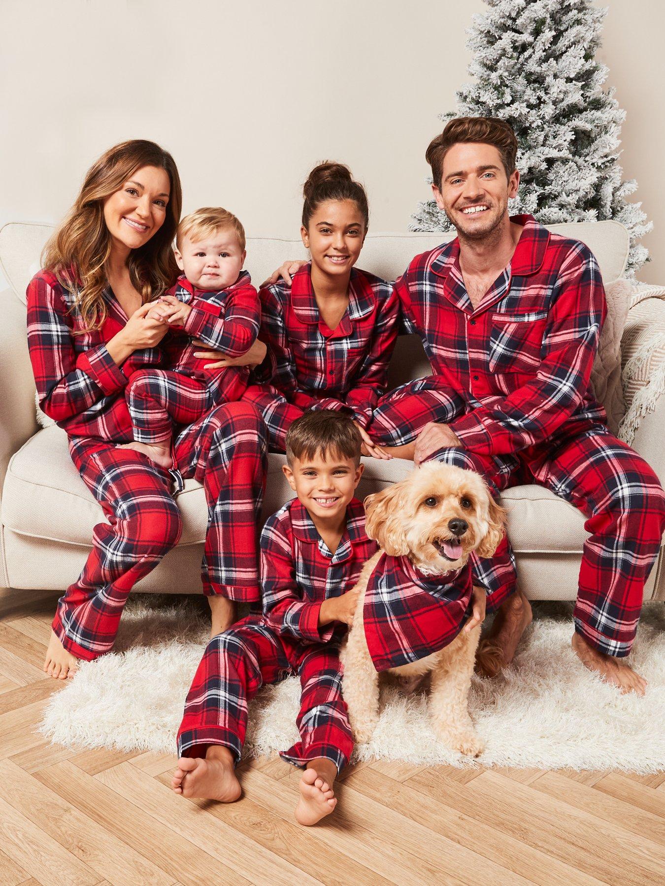 Mens Family Red Check Revere Mini Me Christmas Pyjamas Red