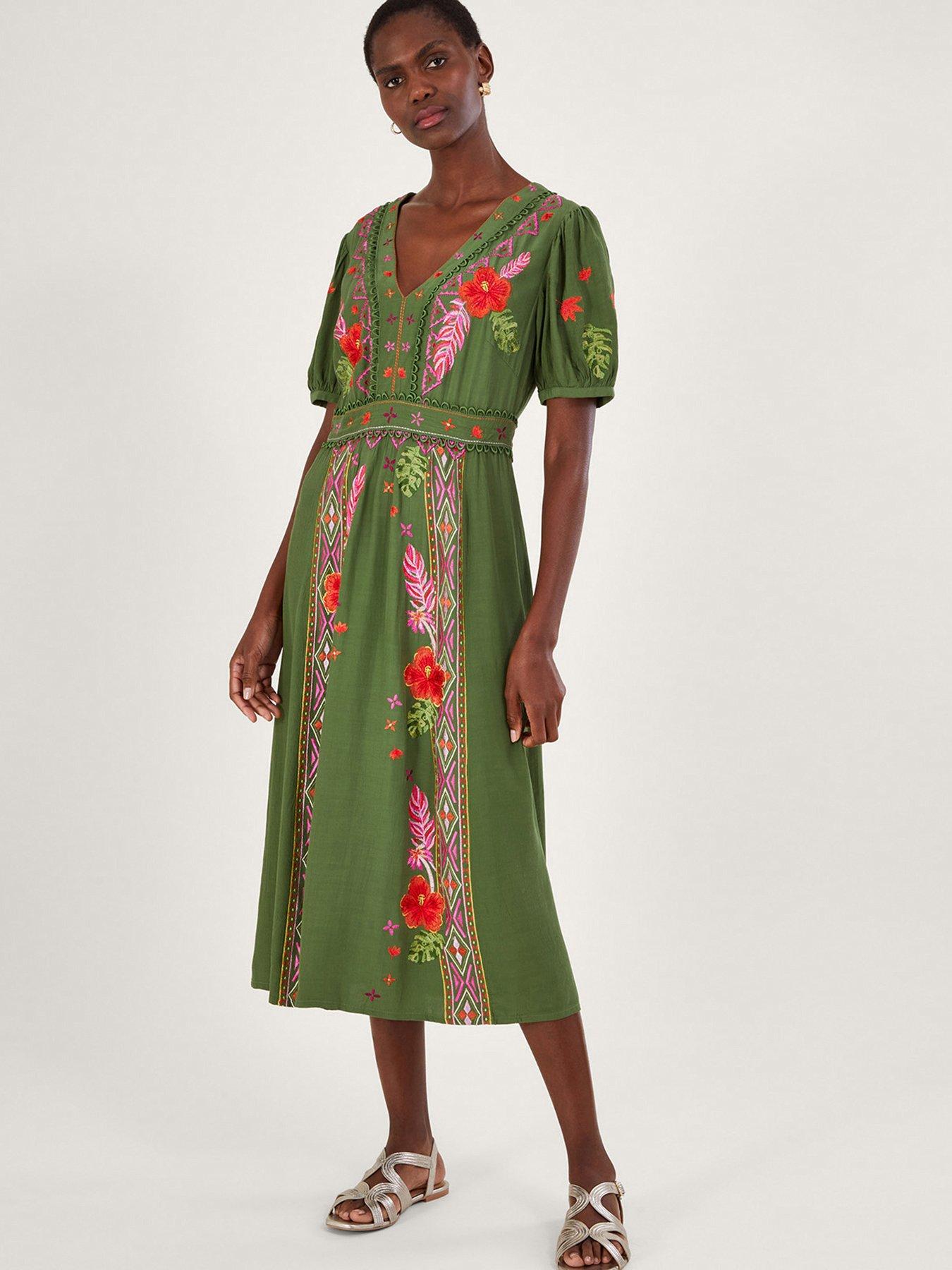 Monsoon Farah Floral Embroidered Tea Dress littlewoods
