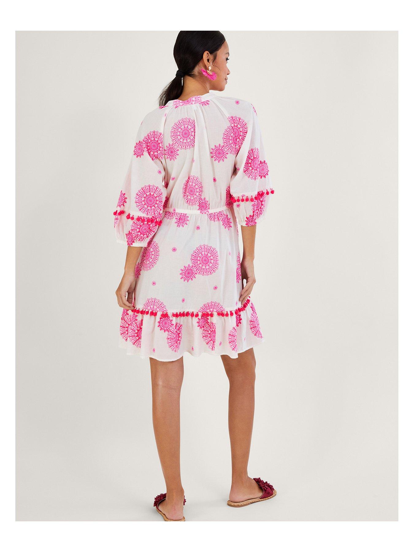  image of monsoon-medallion-kaftan-embroidered-dress-with-tassels