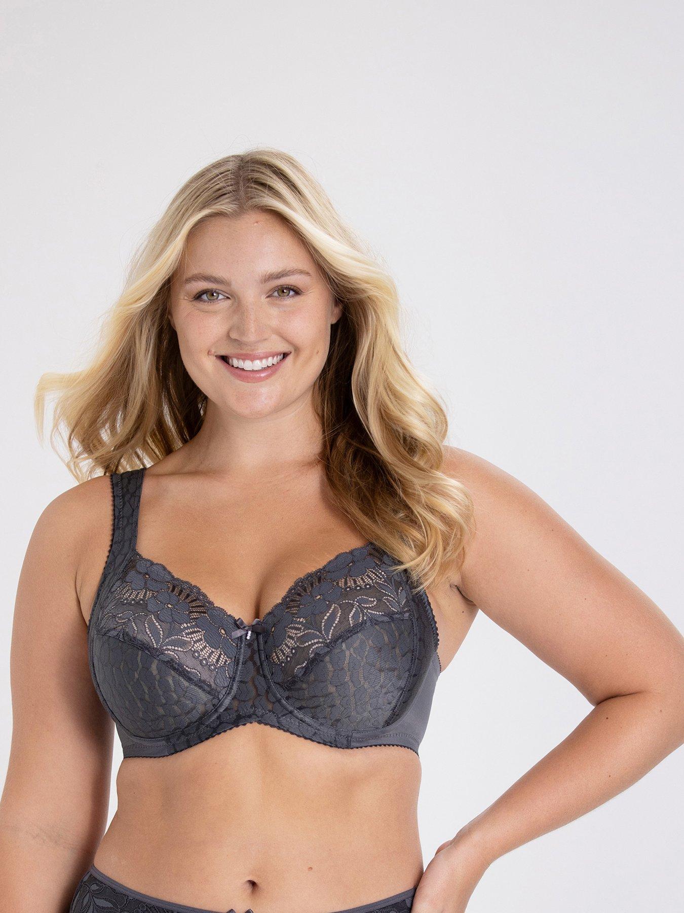 Jacquard & Lace Underwired Bra With Padded Side Support