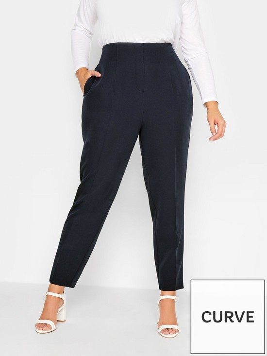 front image of yours-darted-waist-tapered-trouser-navy