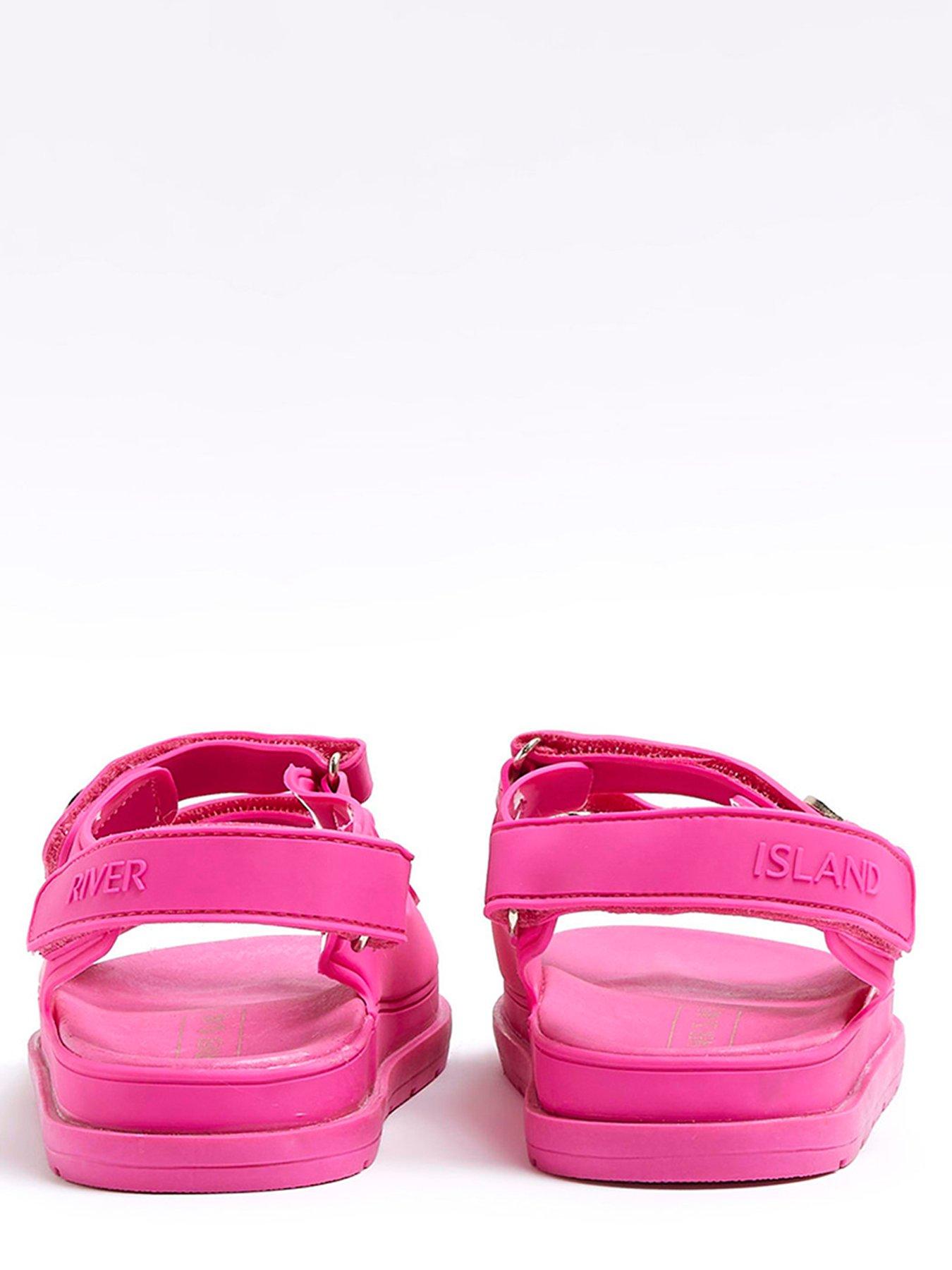 River Island Girls Double Strap Sandals Bright Pink