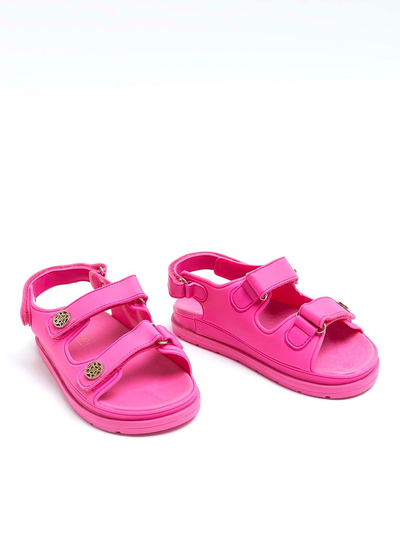 River Island Girls Double Strap Sandals Bright Pink