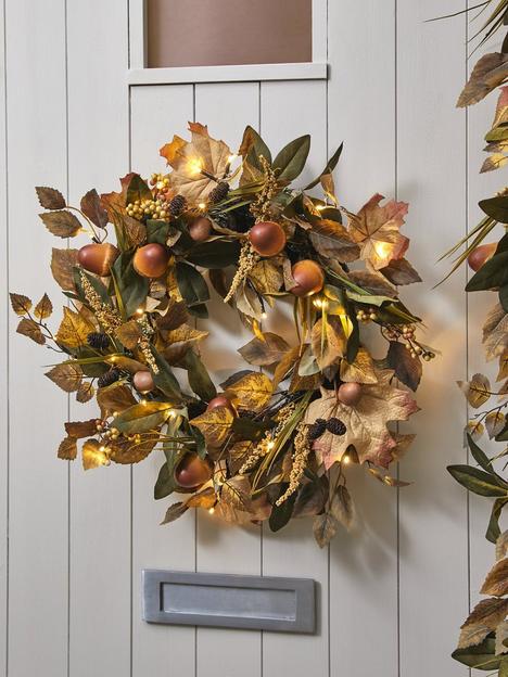 very-home-natural-and-acorn-pre-lit-autumn-wreath-60-cm