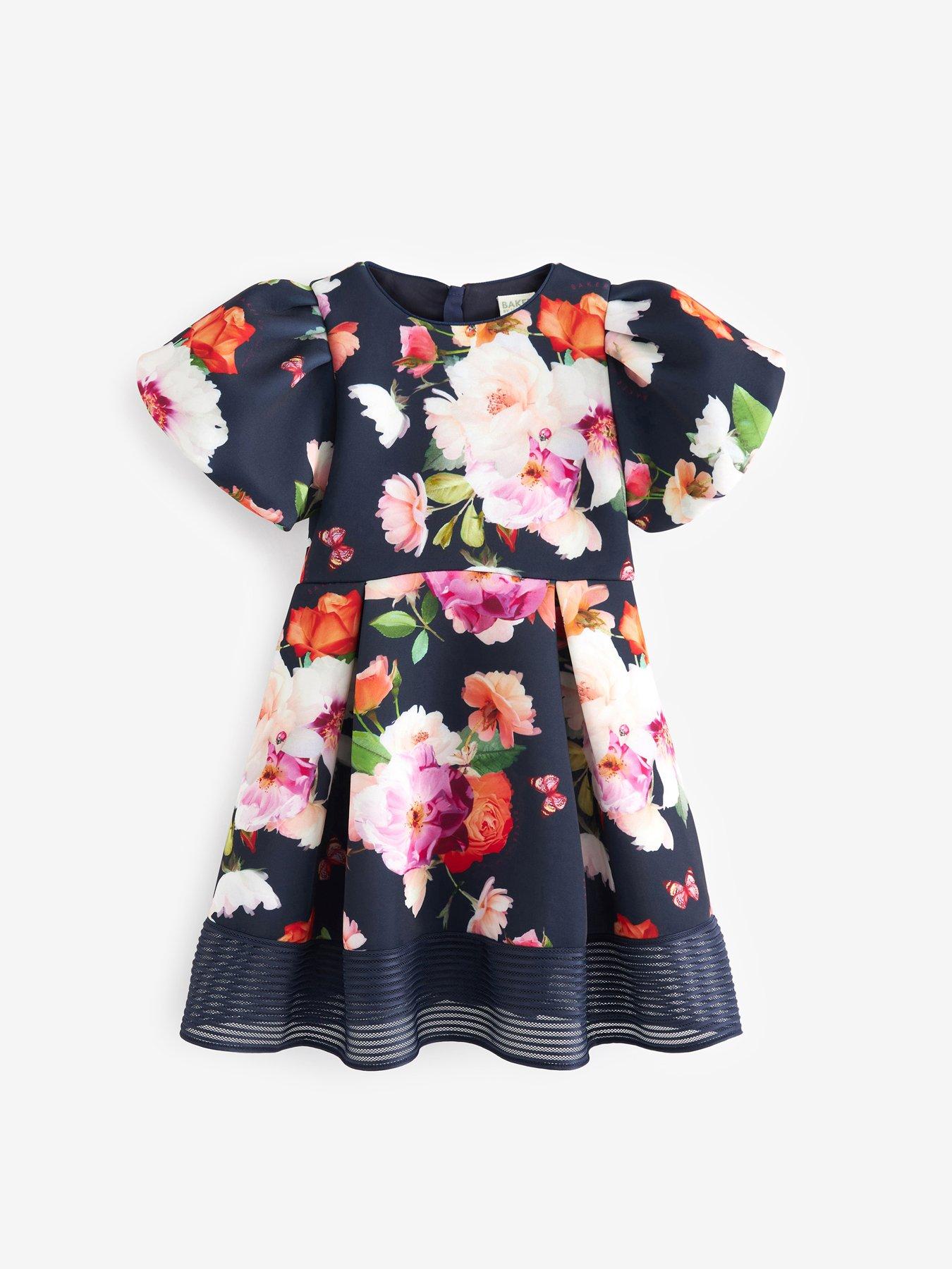 Ted Baker Baker By Ted Baker Older Girls Navy Floral Scuba Dress