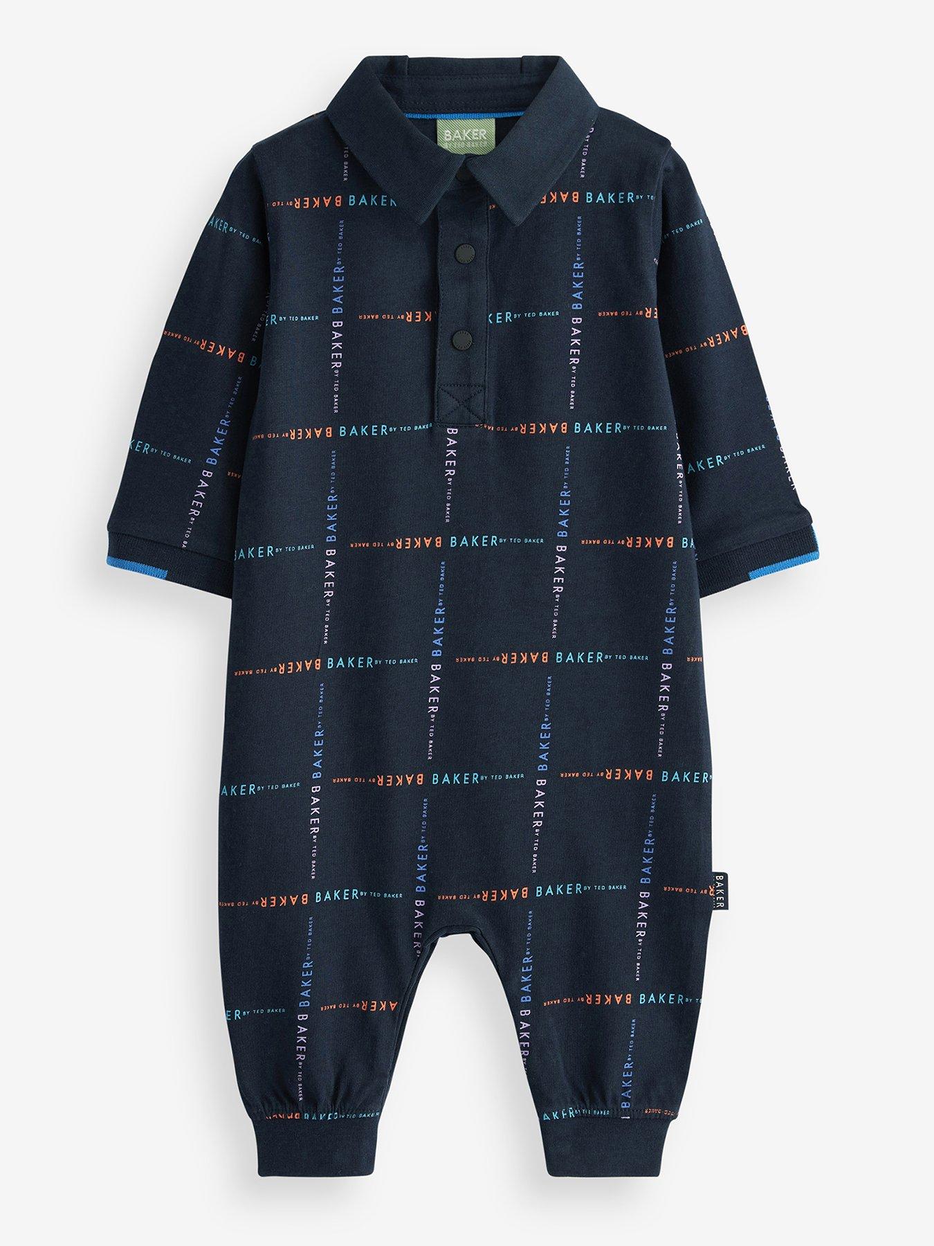 Ted Baker Baker By Ted Baker Baby Boys Navy Grid Smart Romper