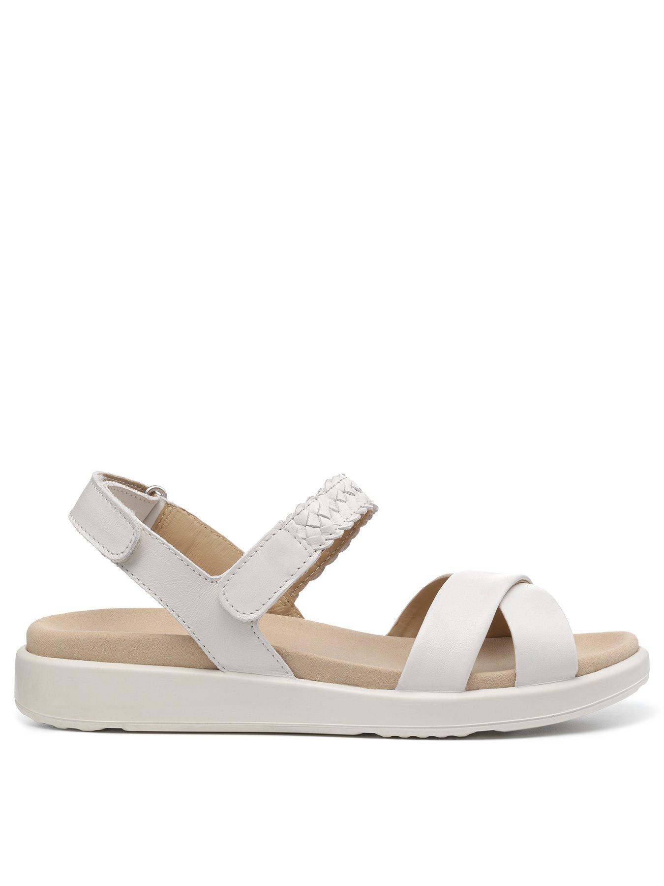 Hotter Elba Cross Front Leather Sandals - Ivory | littlewoods.com