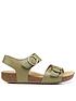  image of hotter-tourist-leather-buckle-detail-sandals-olive