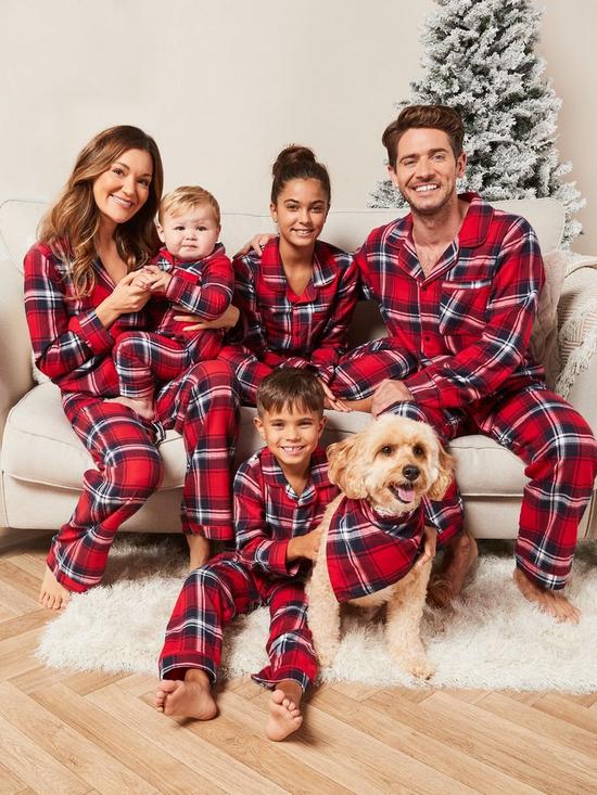 front image of v-by-very-ladies-family-red-check-revere-mini-me-christmas-pyjamas-red