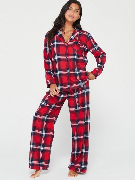 stillFront image of v-by-very-ladies-family-red-check-revere-mini-me-christmas-pyjamas-red