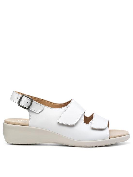 front image of hotter-easy-ii-leather-strap-front-sandals-white