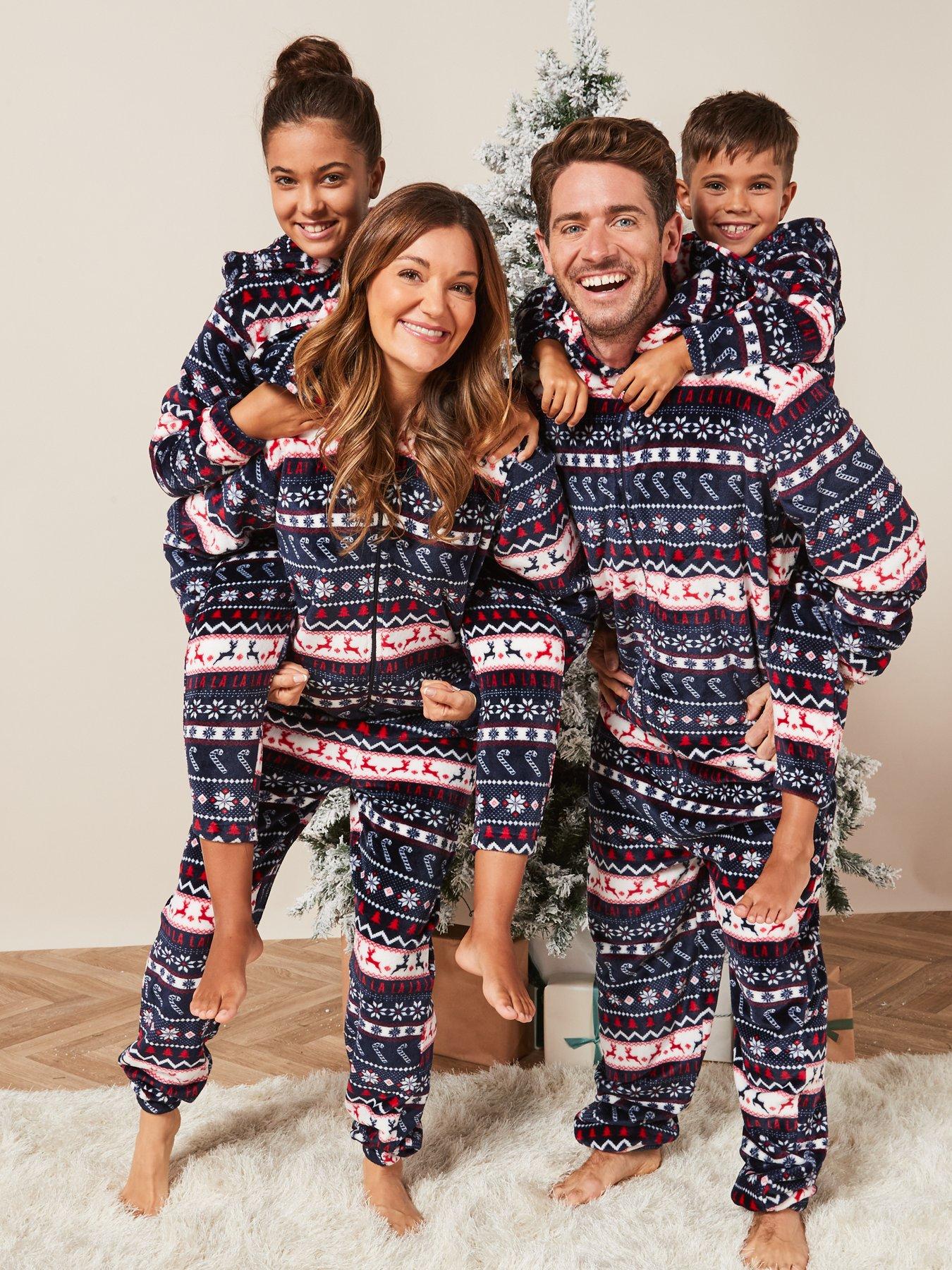 Very Man Mens Family Moose Fairisle Mini Me Christmas Pyjamas - Navy