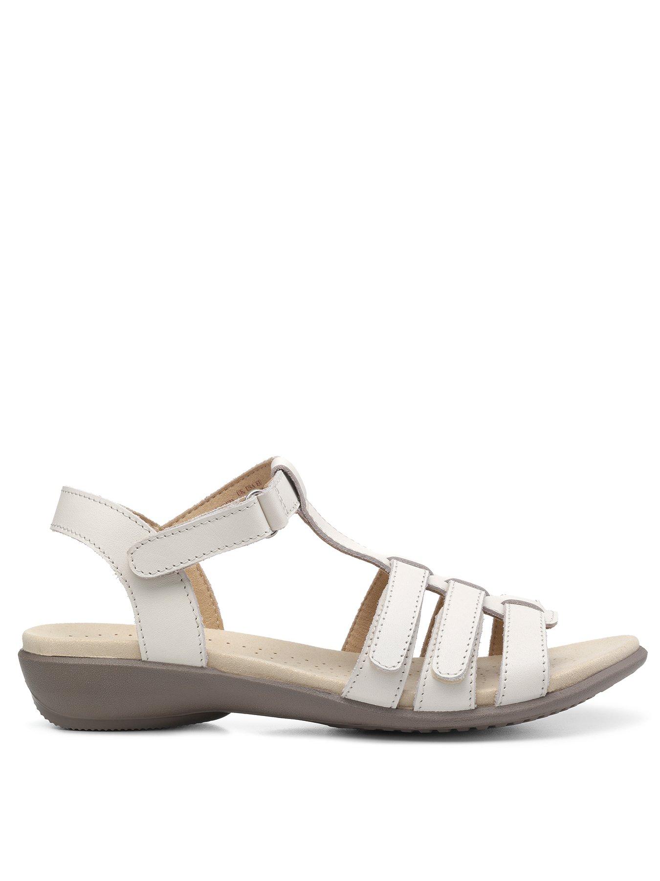 Hotter Sol Wide Fitting Strappy Leather Sandal Ivory