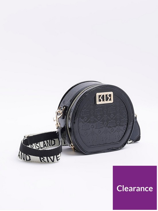 front image of river-island-small-circle-cross-body-bag-black