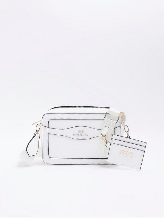 front image of river-island-embossed-boxy-bag-white