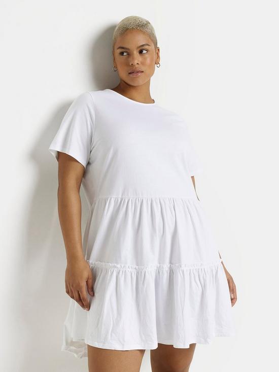 front image of ri-plus-plus-tshirt-smock-dress-white
