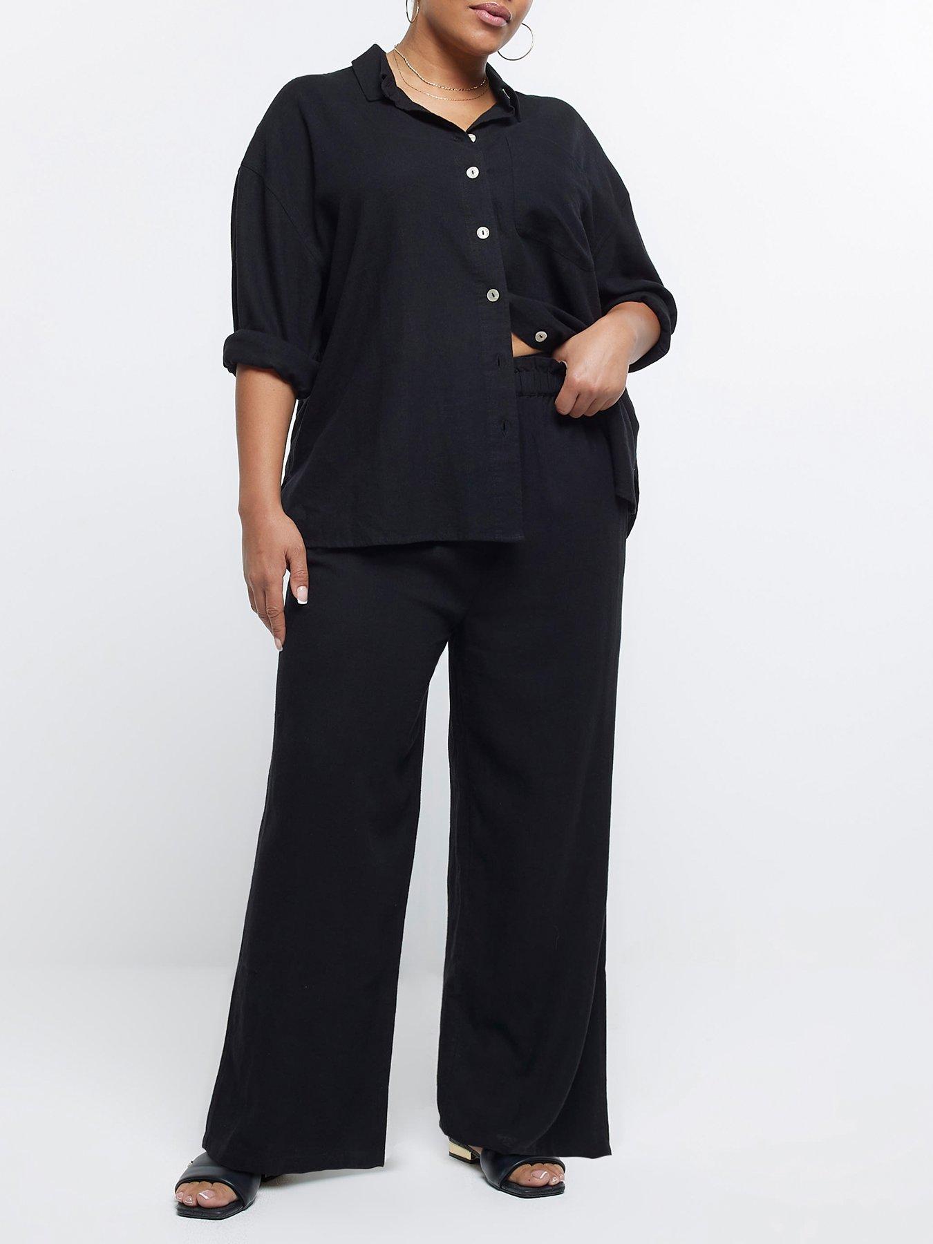  image of ri-plus-plus-linen-trousers-black