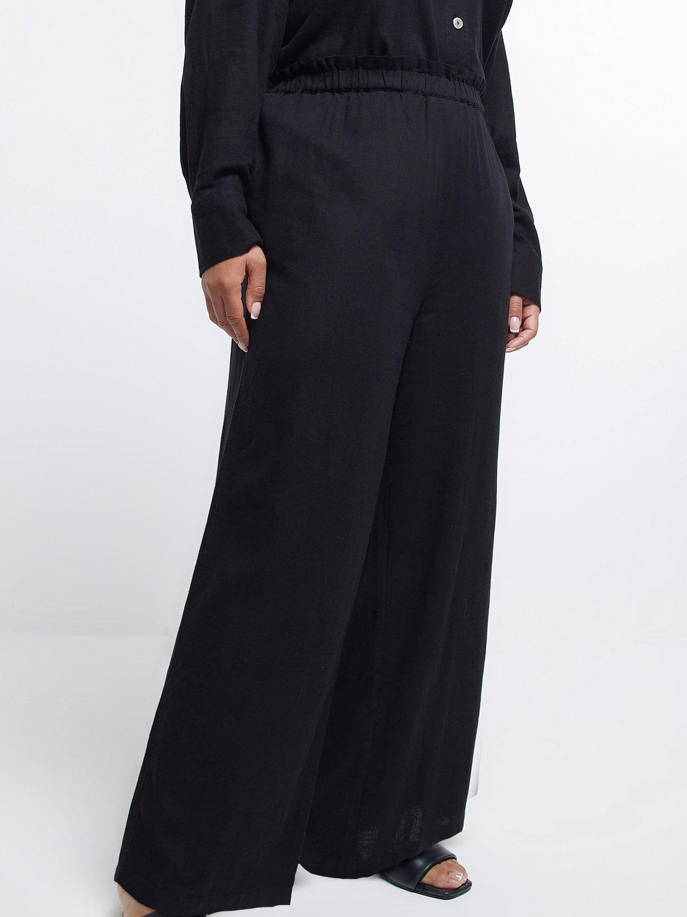  image of ri-plus-plus-linen-trousers-black