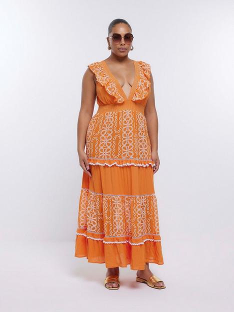 ri-plus-frill-print-midaxi-dress-orange