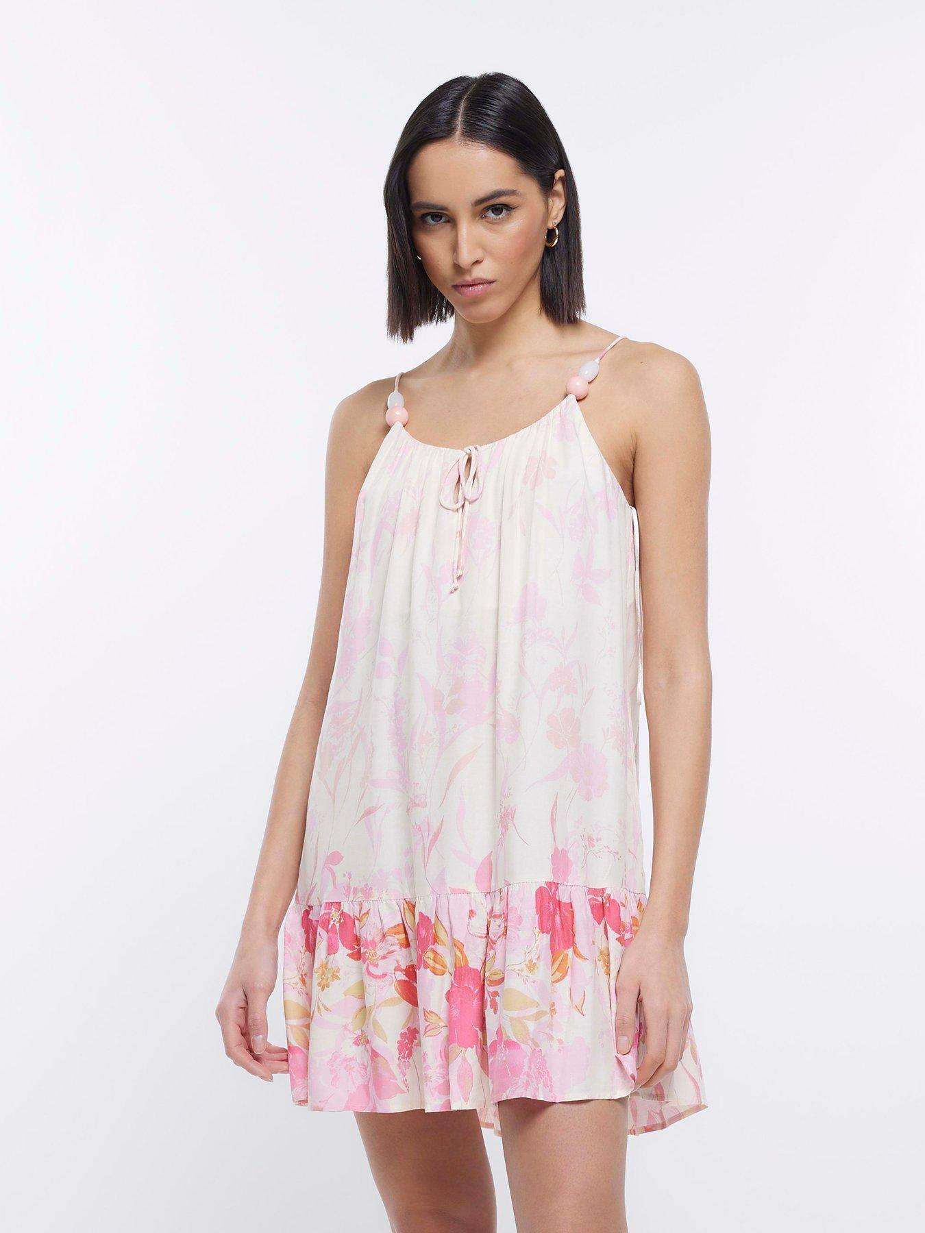 River island pink slip hot sale dress