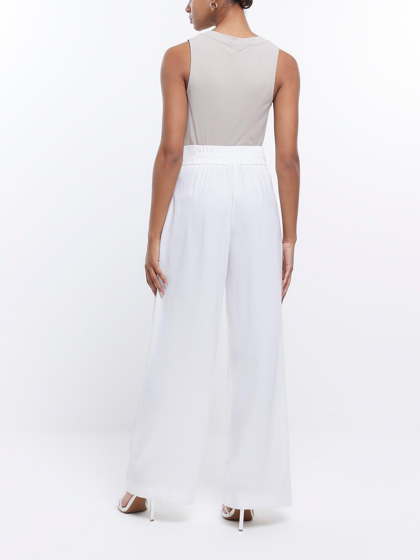 River Island Wide Leg Trousers - White