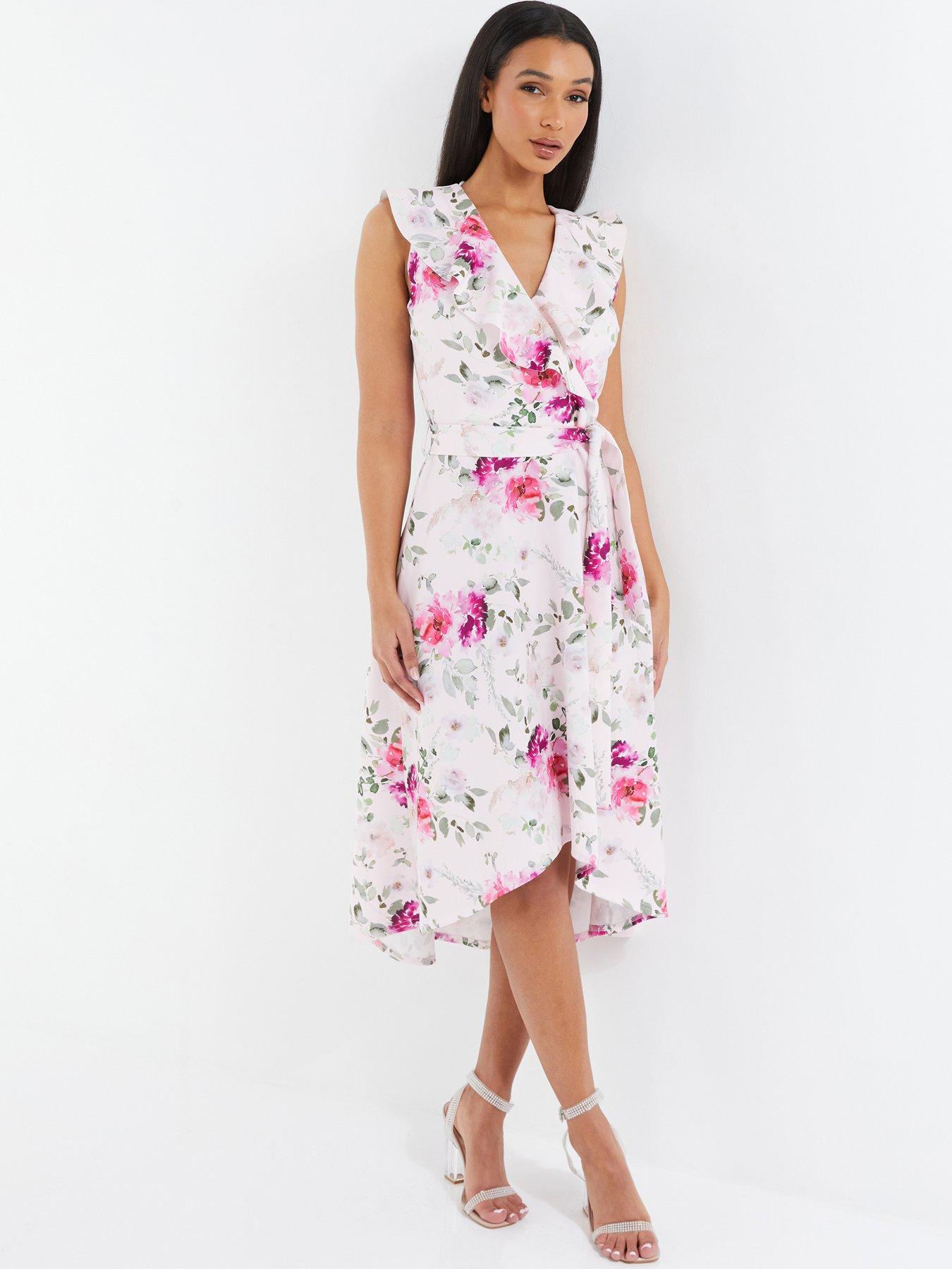 Quiz Floral Dip Hem Midi Dress Littlewoods