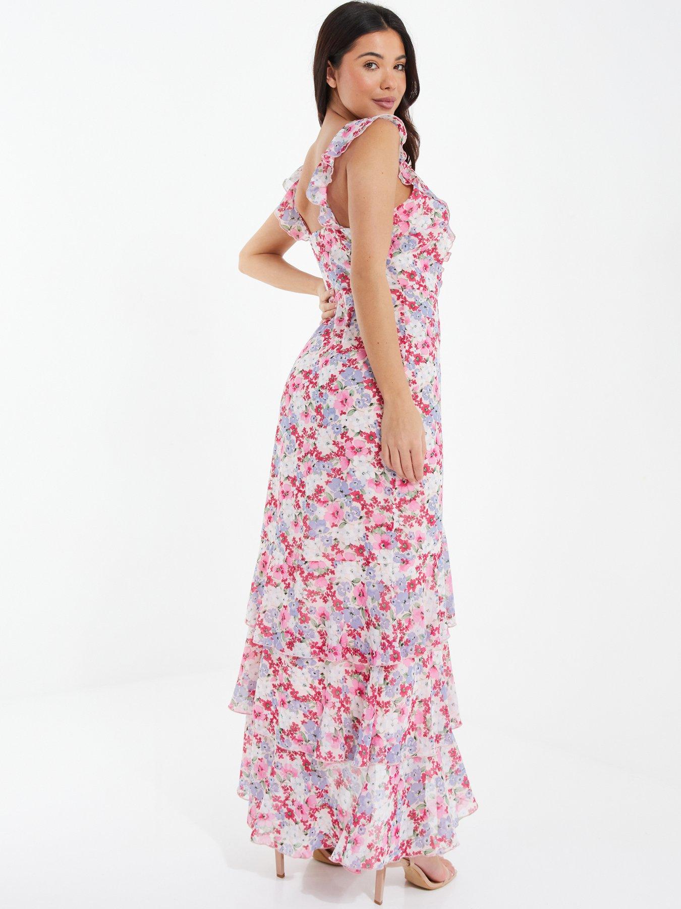 Quiz Chiffon Floral Tiered Maxi Dress | littlewoods.com