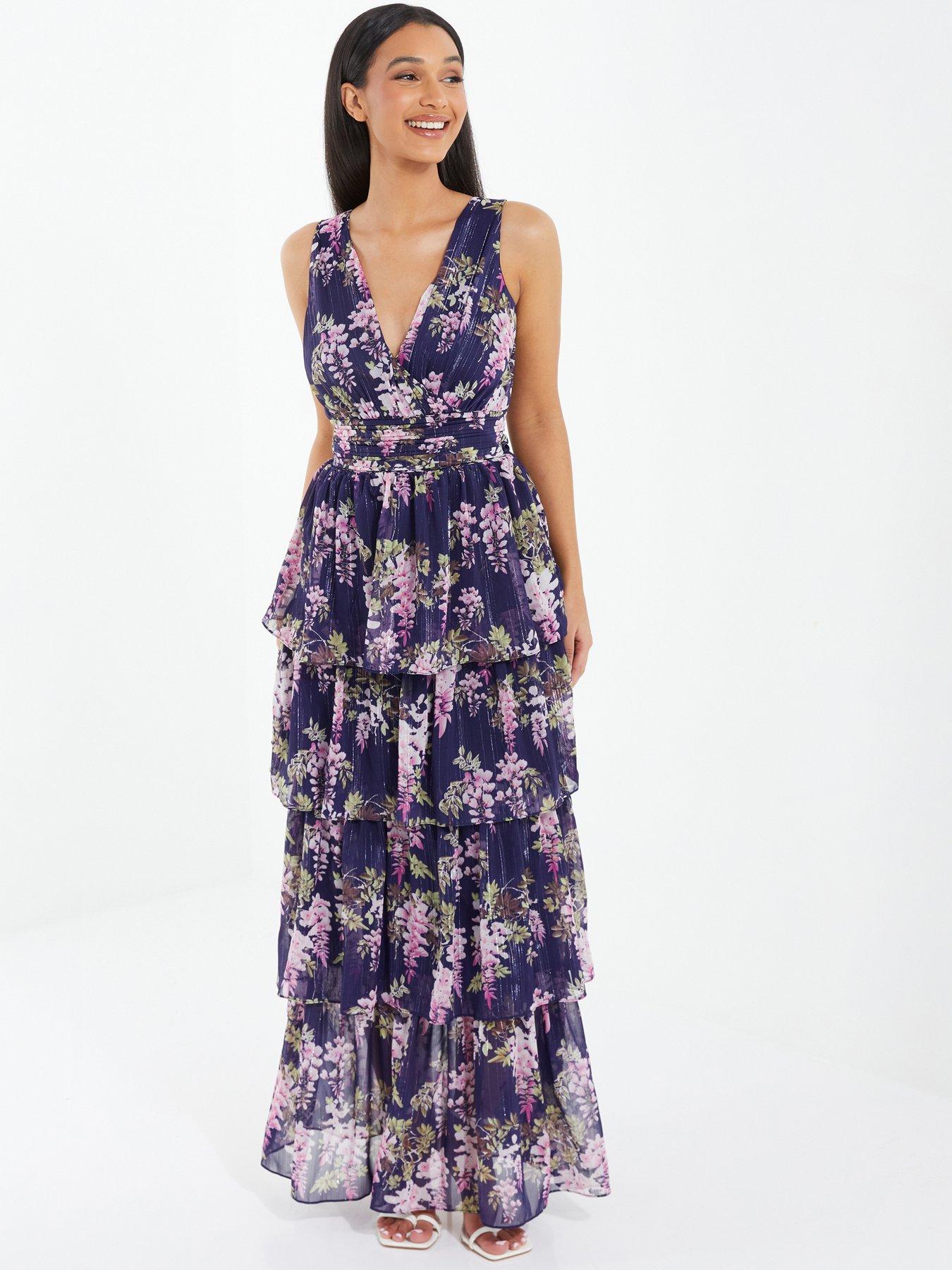 Quiz Chiffon Floral Tiered Maxi Dress | Littlewoods
