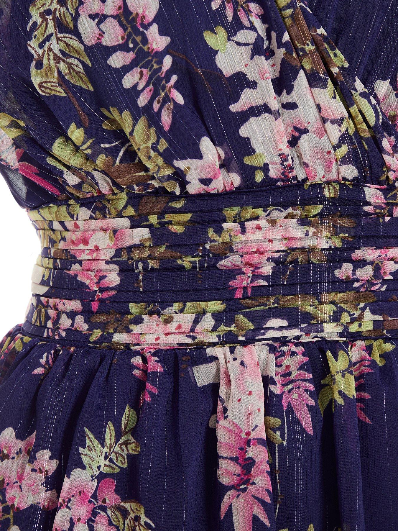 Quiz Chiffon Floral Tiered Maxi Dress