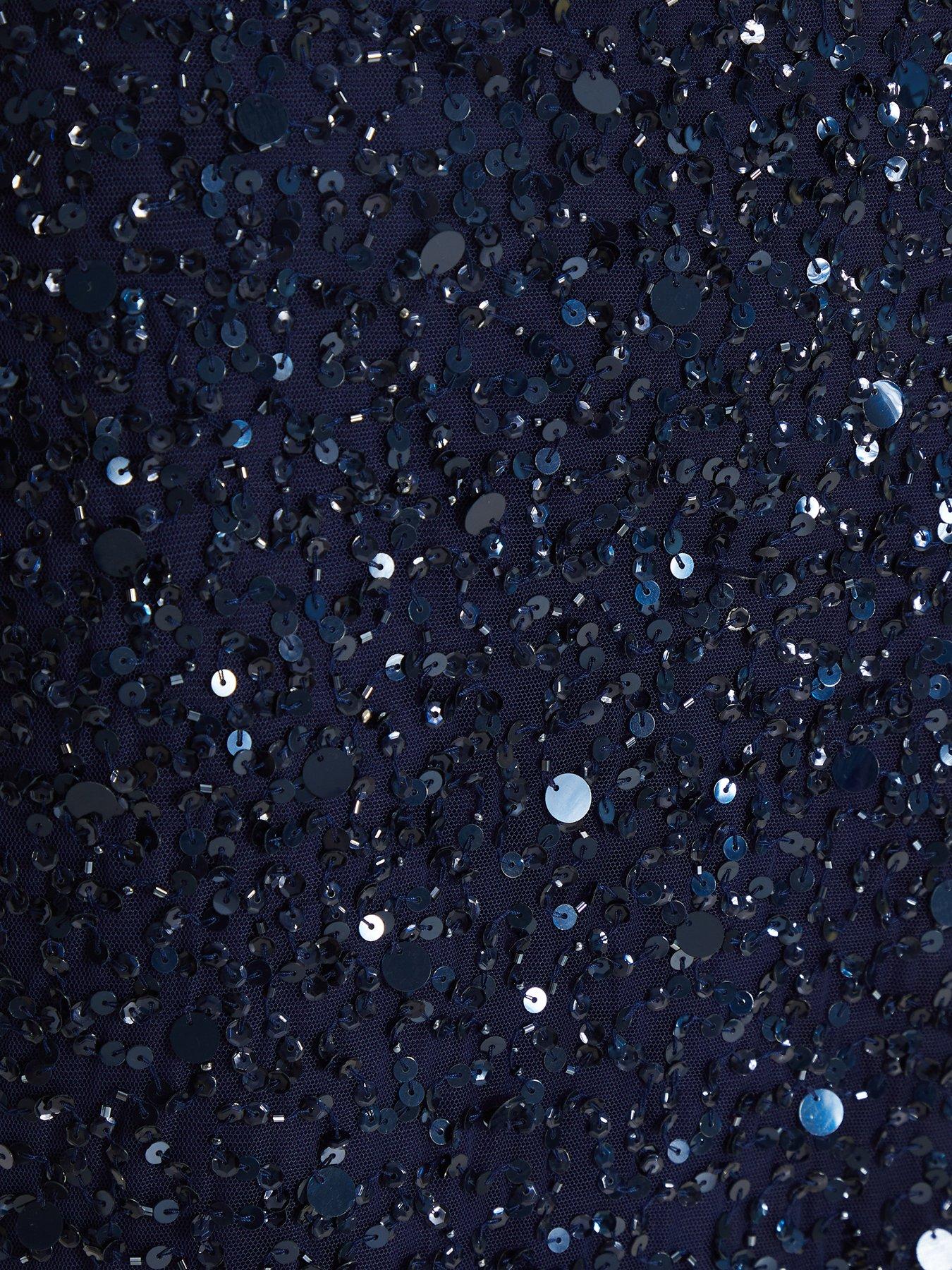  image of quiz-sequin-batwing-maxi-dress-dark-blue