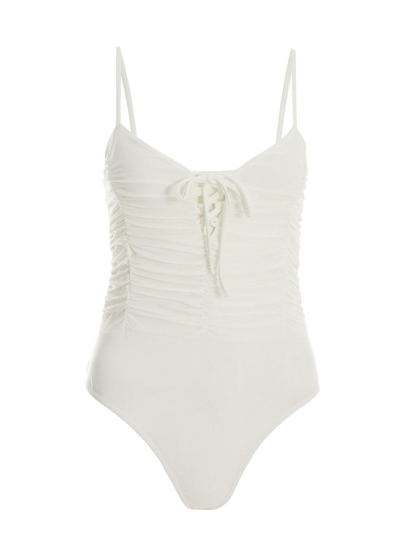  image of quiz-lace-up-ruched-bodysuit
