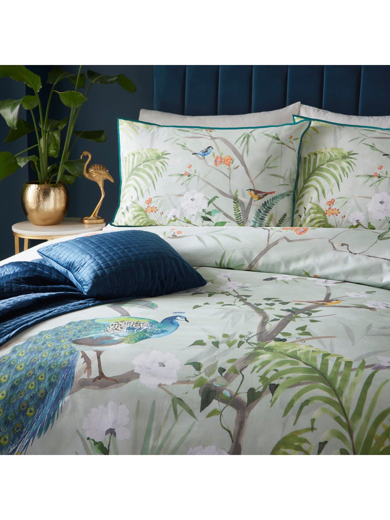  image of soiree-peacock-jungle-100-cotton-duvet-cover-set